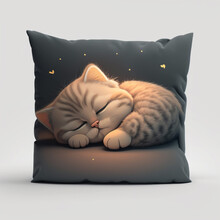 Small Kitty With Pillow Mockup