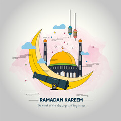 Wall Mural - Ramadan Kareem Greeting Card Illustration 