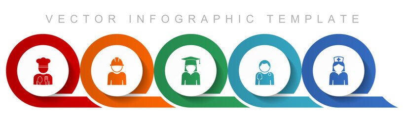 Poster - Human resources icon set, miscellaneous icons such as chef, worker, student, doctor and nurse for webdesign and mobile applications, flat design infographic vector template in eps 10