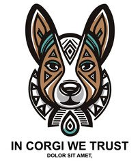 Corgi tribal style logo icon tattoo elemen