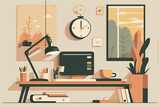 Fototapeta Motyle - illustration of office desk