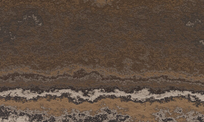 Canvas Print - Weathered sediment strata. Brown soil layer background.