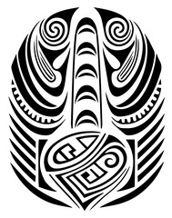 Poster - Polynesian ethnic black and white seamless pattern tattoo seamless ornament vector graphic design	