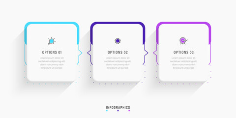 Vector Infographic label design template with icons and 3 options or steps. Can be used for process diagram, presentations, workflow layout, banner, flow chart, info graph.