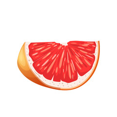 Sticker - grapefruit fruit cut cartoon vector illustration color