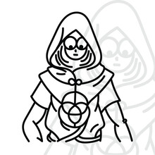 Mysterious Man In A Cool Hood With A Black Outline Design