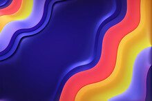 A Colored Background With A Wavy Design On The Edges, With A Blue Background And A Yellow Border, By Generative AI