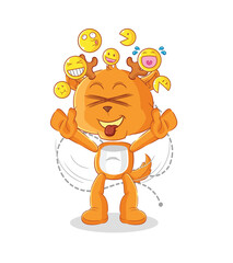 Sticker - fawn laugh and mock character. cartoon mascot vector