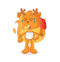 Sticker - fawn eat hot chilie mascot. cartoon vector