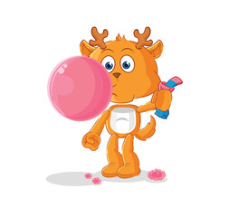 Wall Mural - fawn chewing gum vector. cartoon character