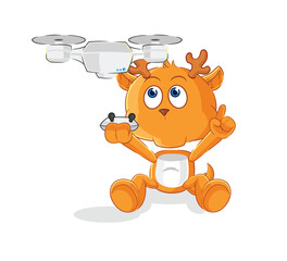 Wall Mural - fawn with drone character. cartoon mascot vector