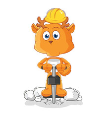 Sticker - fawn drill the ground cartoon character vector