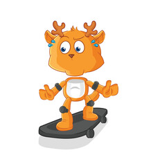 Poster - fawn riding skateboard cartoon character vector