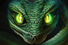 Viper Snake Green Glow Eyes Open Mouth Hd Wallpaper