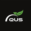 © Abdullah - QUS letter nature logo design on black background. QUS creative initials letter leaf logo concept. QUS letter design.