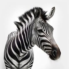 Canvas Print - Zebra portrait on white background