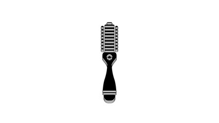 Sticker - Black Hairbrush icon isolated on white background. Comb hair sign. Barber symbol. 4K Video motion graphic animation