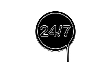 Sticker - Black Clock 24 hours icon isolated on white background. All day cyclic icon. 24 hours service symbol. 4K Video motion graphic animation