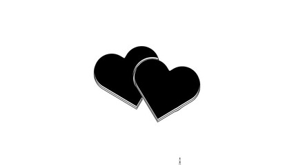 Wall Mural - Black Heart icon isolated on white background. Romantic symbol linked, join, passion and wedding. Valentine day symbol. 4K Video motion graphic animation