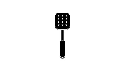 Canvas Print - Black Spatula icon isolated on white background. Kitchen spatula icon. BBQ spatula sign. Barbecue and grill tool. 4K Video motion graphic animation