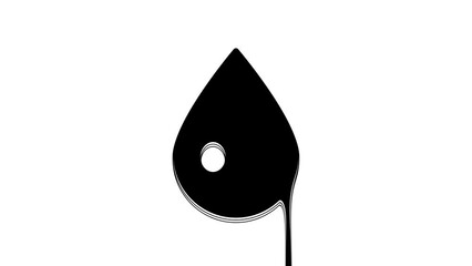 Canvas Print - Black Water drop icon isolated on white background. 4K Video motion graphic animation