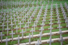 Endless Crosses At The Cemetery Outside The Douaumont Ossuary (L'ossuaire De Douaumont) Built In 1932 Is A Memorial Containing The Remains Of Soldiers Who Died At The Battle Of Verdun 21 February 1916