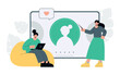 Social media user profile. People serfing pages in web. Information about person. Flat vector minimalist illustrations