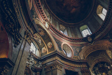 Interior Of Church Of The Gesù, Rome Italy, Roma, Italia