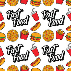 fast food design vector seamless pattern