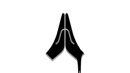 Canvas Print - Black Hands in praying position icon isolated on white background. Prayer to god with faith and hope. 4K Video motion graphic animation