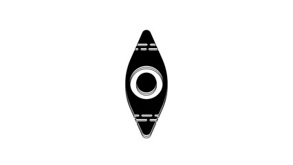 Sticker - Black Kayak and paddle icon isolated on white background. Kayak and canoe for fishing and tourism. Outdoor activities. 4K Video motion graphic animation