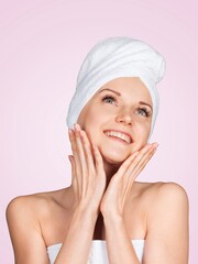 Poster - Happy young woman with clean skin.