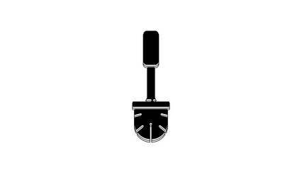 Sticker - Black Toilet brush icon isolated on white background. 4K Video motion graphic animation