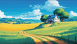 Vibrant Anime Countryside - A stunning and vibrant countryside landscape with colorful anime-style elements, combined with impressionistic touches - a perfect wallpaper background