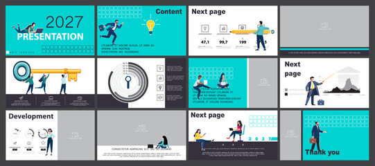 Infographics. Business team plans business presentation, financial success, powerpoint, launch of new project. Design template elements, background, set. A team of people creates a business, teamwork