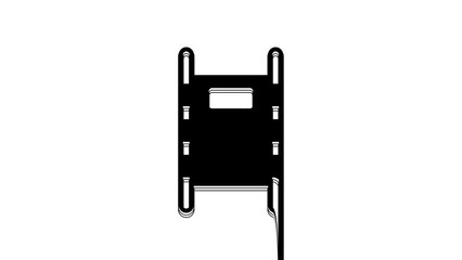 Sticker - Black Stretcher icon isolated on white background. Patient hospital medical stretcher. 4K Video motion graphic animation