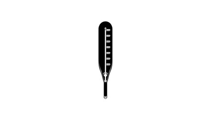 Sticker - Black Medical thermometer for medical examination icon isolated on white background. 4K Video motion graphic animation