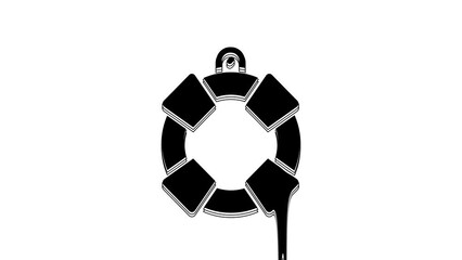 Wall Mural - Black Lifebuoy icon isolated on white background. Lifebelt symbol. 4K Video motion graphic animation