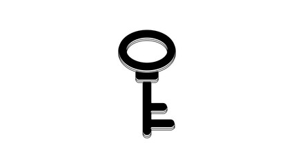 Poster - Black House key icon isolated on white background. 4K Video motion graphic animation