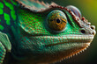 Green colored chameleon. Generative AI