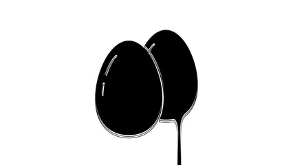 Sticker - Black Chicken egg icon isolated on white background. 4K Video motion graphic animation