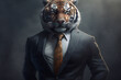 © Andrii  - Portrait of a tiger in a formal business suit. Generative AI