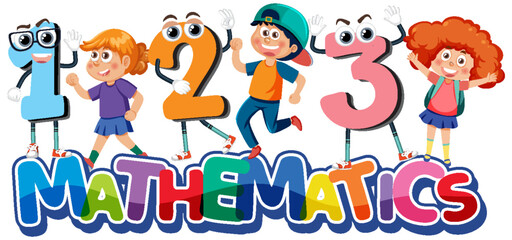 Sticker - Children cartoon character with math and number theme