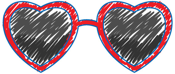 Wall Mural - heart shape sunglasses in pencil colour sketch simple style