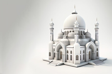 Canvas Print - Elegant Mosque with Beauty Oranment created with Generative AI technology