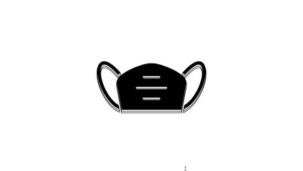 Sticker - Black Medical protective mask icon isolated on white background. 4K Video motion graphic animation