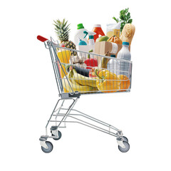 Wall Mural - Shopping cart full of groceries