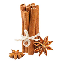 Wall Mural - Delicious cinnamon sticks and star anise cut out