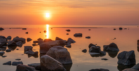 Wall Mural - Beautiful sunset at seaside.