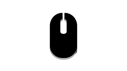 Sticker - Black Computer mouse icon isolated on white background. Optical with wheel symbol. 4K Video motion graphic animation